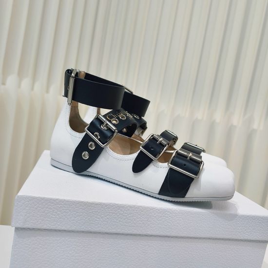 Christian Dior Classic Adjustable Buckle Strap Leather Mary Jane Flats
