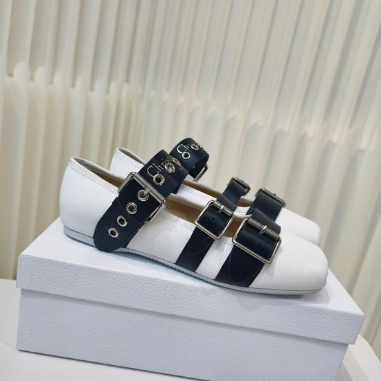 Christian Dior Classic Adjustable Buckle Strap Leather Flat Casual Shoes