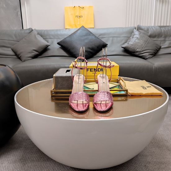 Fendi Elegant Hollow Out Metallic Heel Sequin Dress Shoes