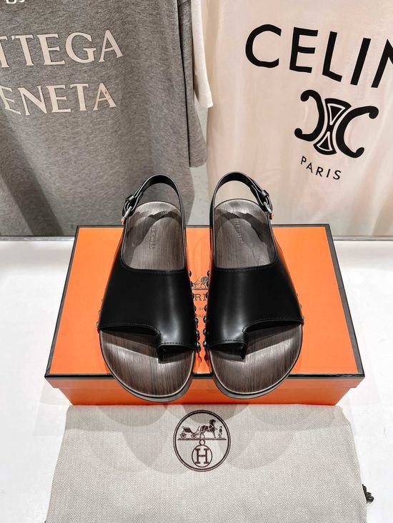 Hermes Classic Leather Upper Comfortable Casual Daily Summer Sandals