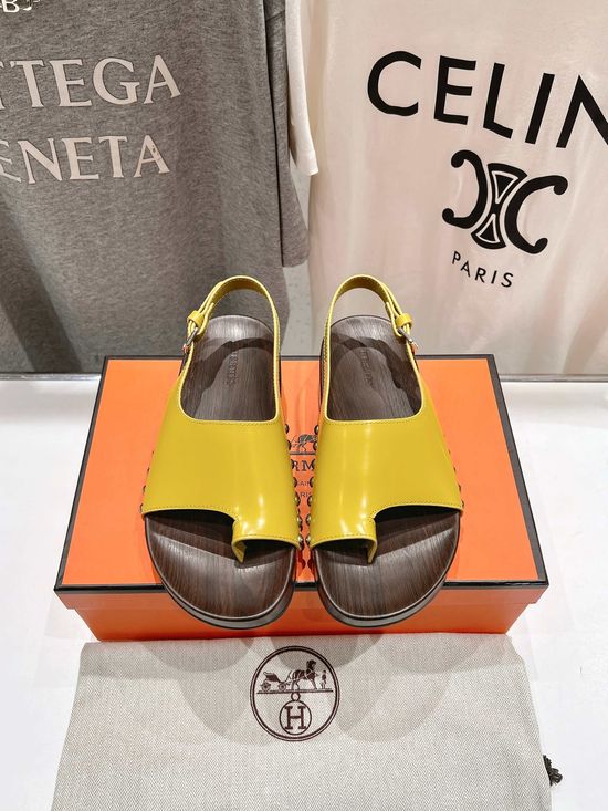 Hermes Classic Leather Upper Comfortable Casual Daily Summer Sandals