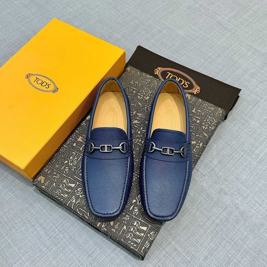 Tods Lizard Pattern Leather Loafers Navy