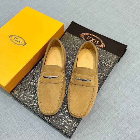 Tods Suede Comfort Loafers Apricot