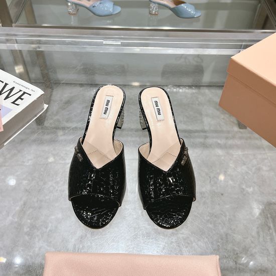 Miu Miu Quilted Patent Leather Heeled Sandals with Genuine Leather Sole