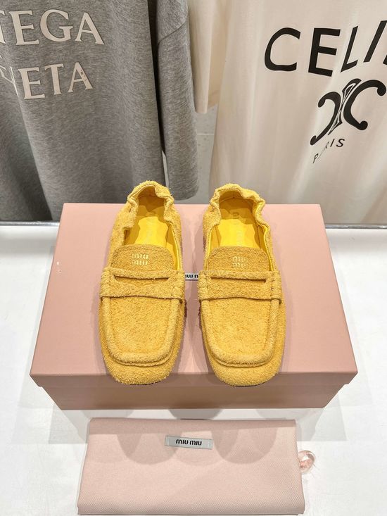 Miu Miu Suede Slip On Comfortable Casual Ballet Flats