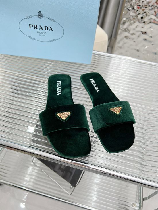 Prada Silk Upper Buckle Flats Lambskin Lining Leather Sole