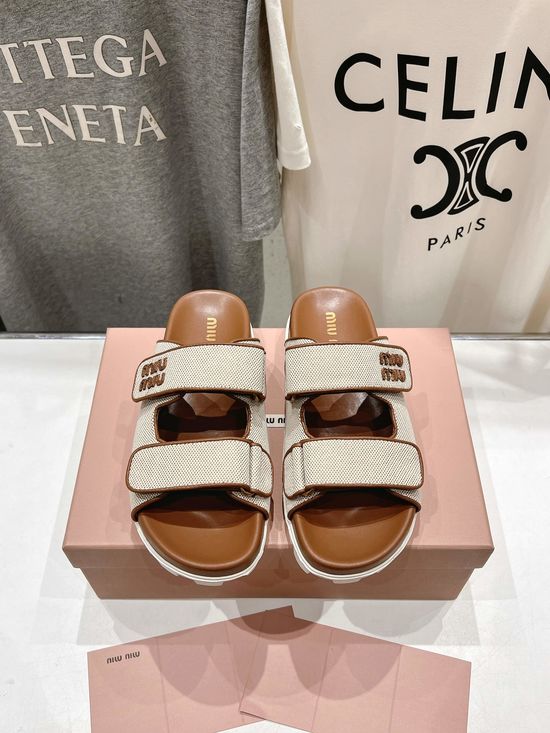 Miu Miu Comfortable Platform Hook Loop Beach Slide Sandals