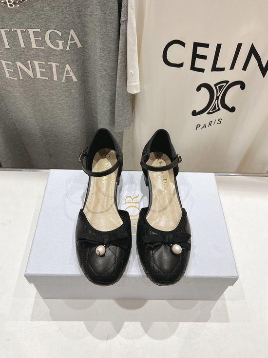Christian Dior Elegant Leather Upper Flat Mary Jane Casual Shoes