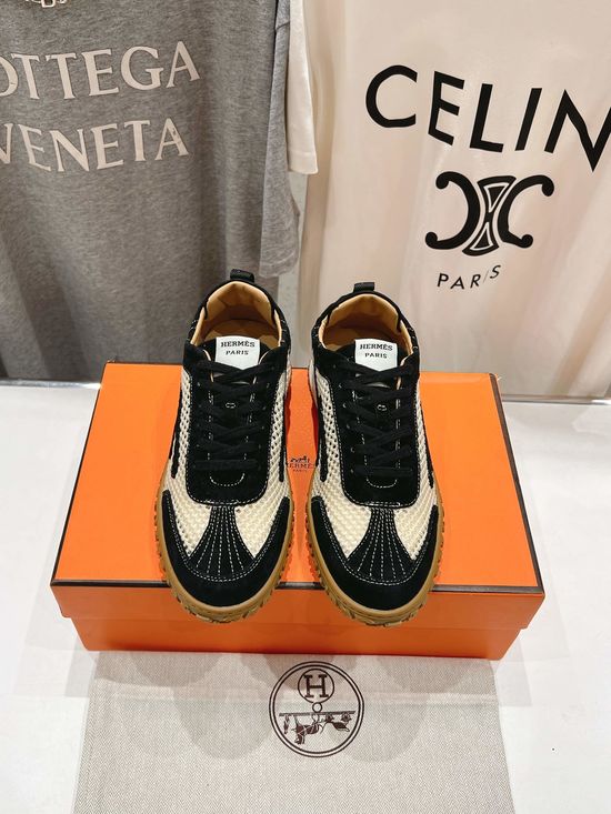 Hermes Suede Leather Casual Sneakers with Non-slip Soles
