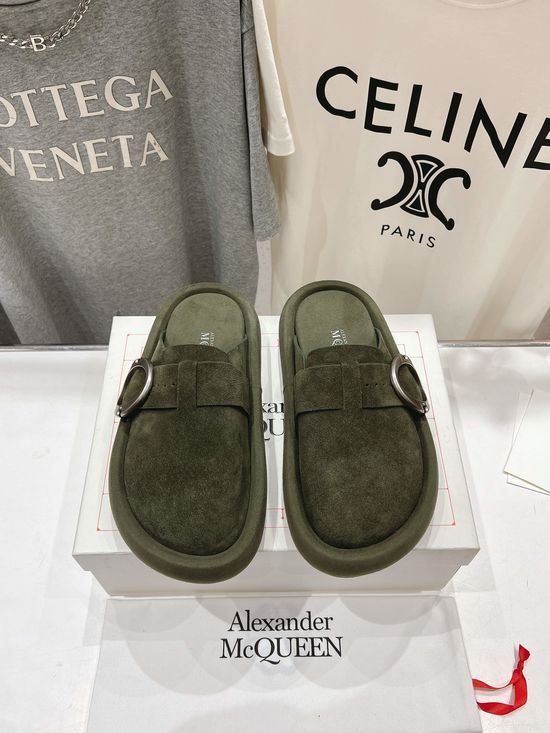 McQueen Vintage Thick Sole Clogs With Buckle Comfortable Non-slip Shoes