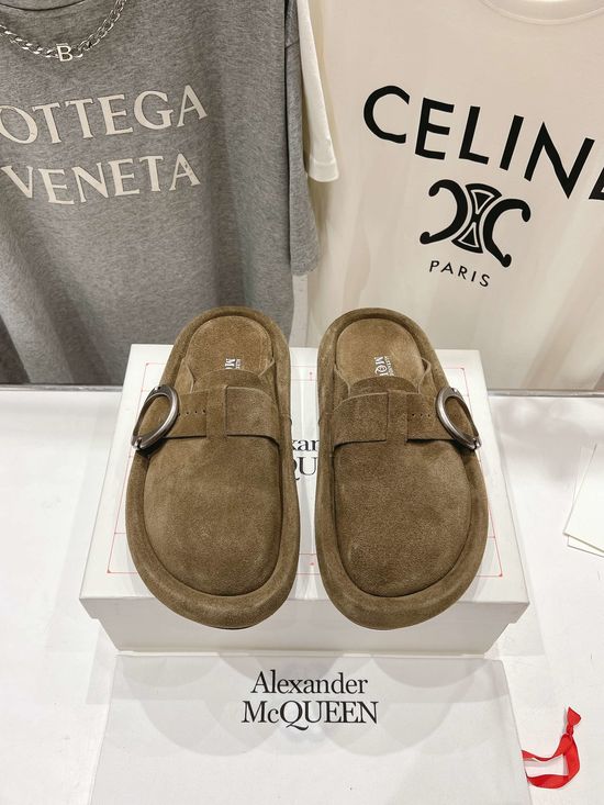 McQueen Vintage Thick Sole Clogs With Buckle Comfortable Non-slip Shoes