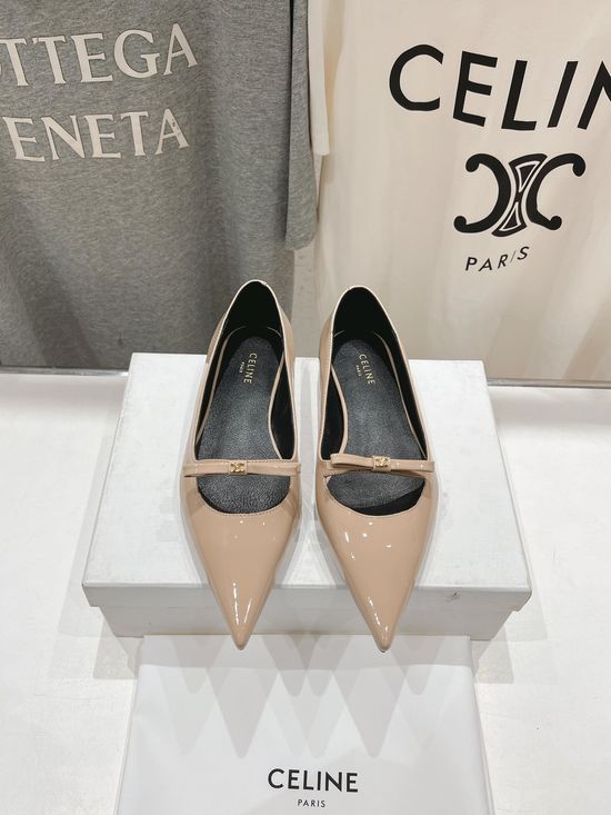 Celine Pointed Toe Flat Shoes Genuine Leather Comfortable Footwear