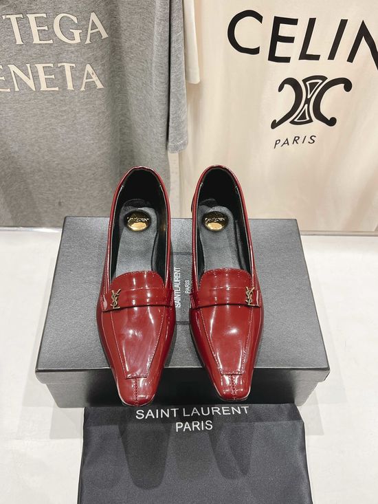Yves Saint Laurent Elegant Smooth Leather Mary Jane Flat Shoes