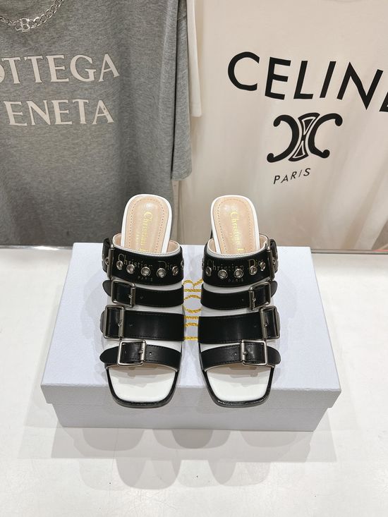 Christian Dior Retro High Heel Slides Comfortable Wear