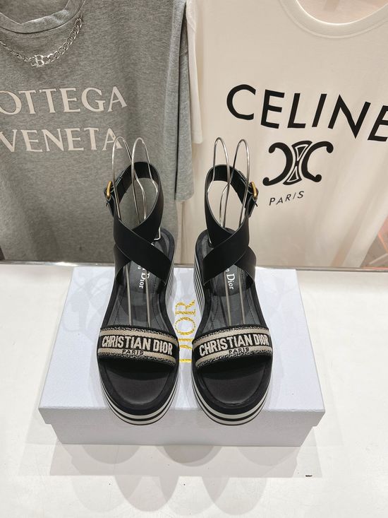 Christian Dior Elegant Wedge Sandals Premium Upper Material