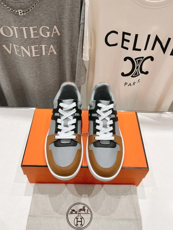Hermes Classic Casual Leather Shoes Comfortable Rubber Sole