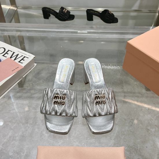 Miu Miu Quilted Sheepskin Heeled Slides Premium Leather Outsole