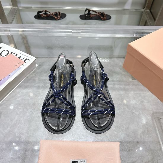 Miu Miu Braided Detail Leather Sandals Soft Sheepskin Lining