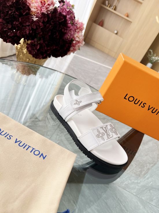 Louis Vuitton Classic Slip On Sandals Premium Cowhide Rivet Decor