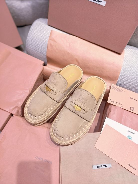 Miu Miu Suede Platform Mules Comfortable Casual Slip On Shoes