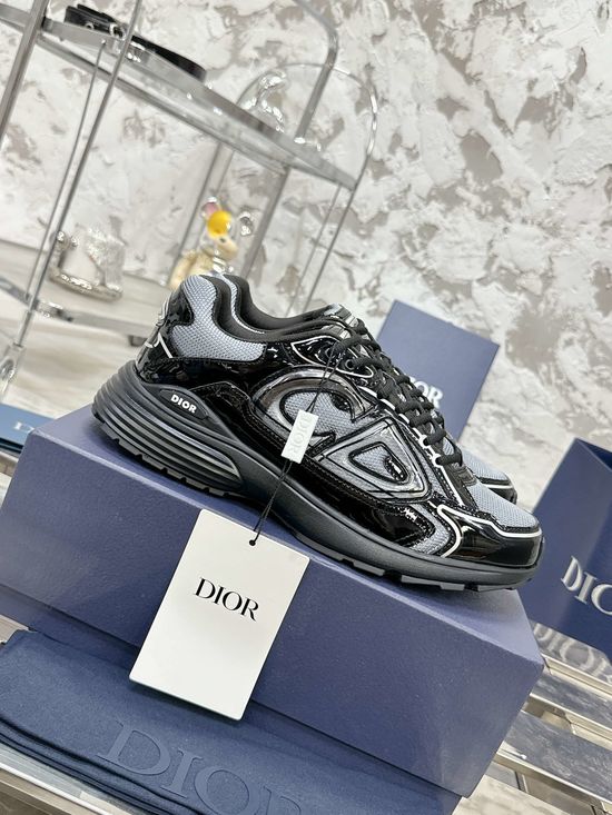 Christian Dior Retro Reflective Chunky Sneakers With Leather Mesh Upper