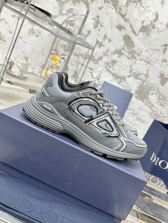 Christian Dior Retro Reflective Chunky Sneakers With Leather Mesh Upper