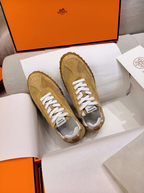 Hermes Woven Fabric Casual Low Top Sneakers