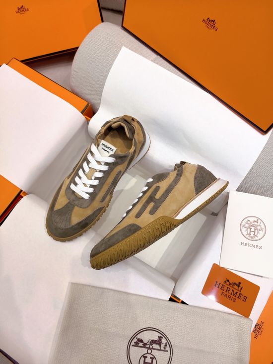 Hermes Woven Fabric Casual Low Top Sneakers