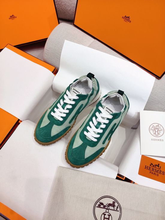 Hermes Woven Fabric Casual Low Top Sneakers