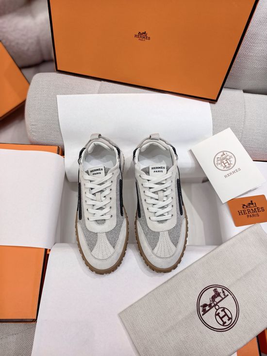 Hermes Woven Fabric Casual Low Top Sneakers