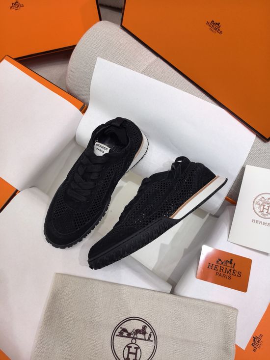 Hermes Woven Fabric Casual Low Top Sneakers