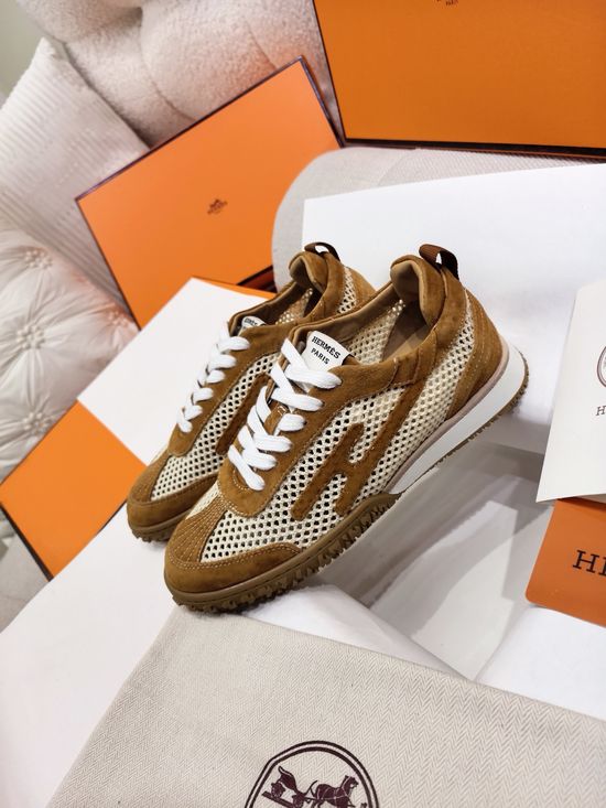 Hermes Woven Fabric Casual Low Top Sneakers
