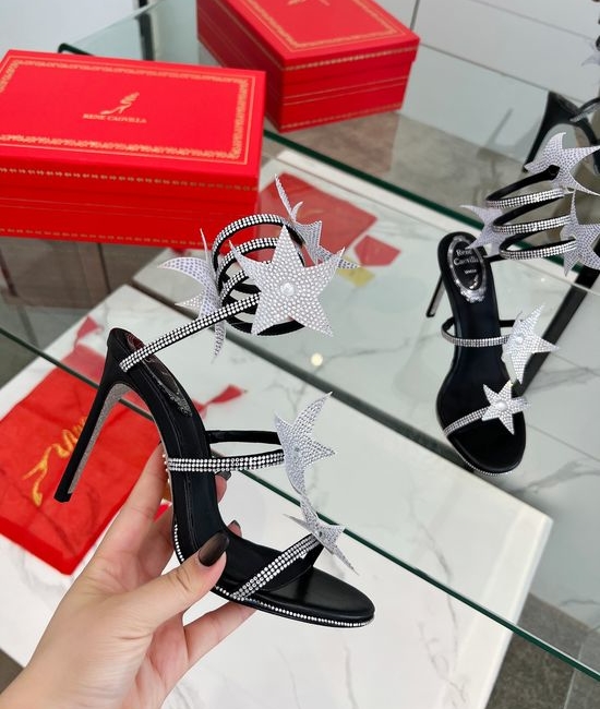 Rene Caovilla Rhinestone Decor Strappy Stiletto Party Sandals