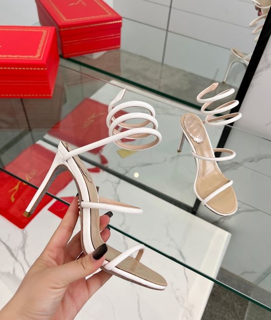 Rene Caovilla Sparkly Snake Strap High Heel Dress Sandals