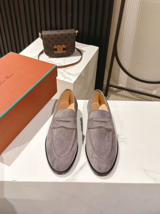 Loro Piana Suede Loafer Shoes with Premium Lining and Leather Sole
