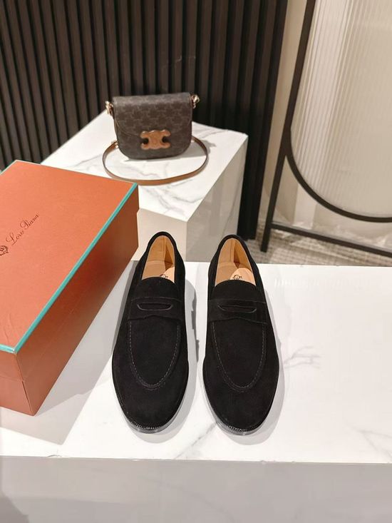 Loro Piana Suede Loafer Shoes with Premium Lining and Leather Sole
