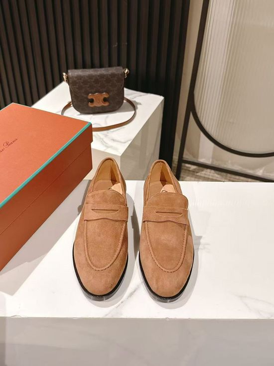 Loro Piana Suede Loafer Shoes with Premium Lining and Leather Sole