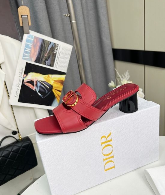 Christian Dior CD Genuine Leather Mid Heel Dress Pumps
