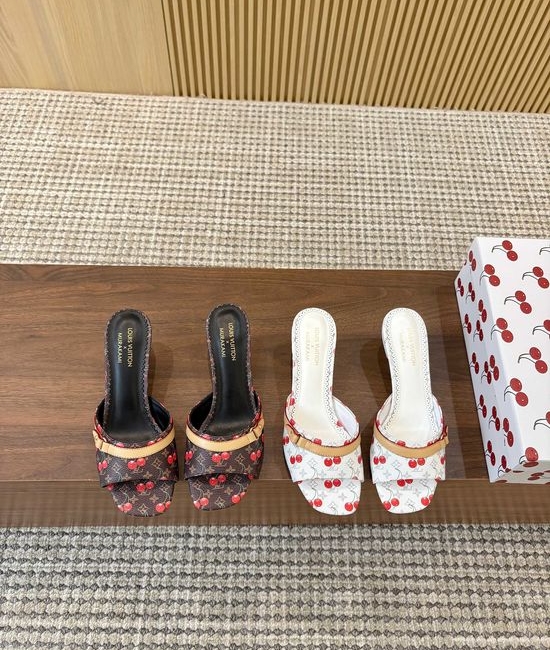 Valentino Cherry Decorative Heeled Shoes Soft Leather Lining Non Slip Sole
