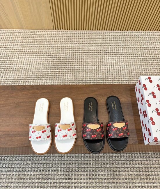 Valentino Cherry Decorative Casual Footwear Soft Leather Upper Comfortable Wear