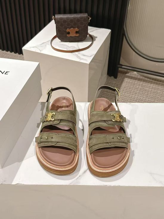 Celine Vintage Retro Leather Sandals Slip On Casual Footwear