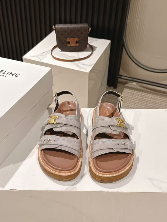 Celine Vintage Retro Leather Sandals Slip On Casual Footwear