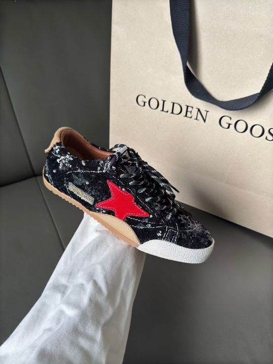 Golden Goose Red Star Black Sequin Comfortable Retro Casual Walking Shoes