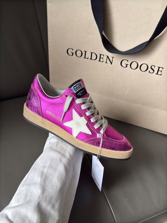 Golden Goose Purple Distressed Leather Upper Comfortable Casual Shoes