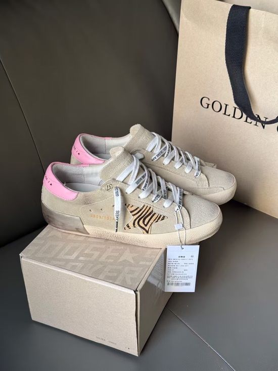 Golden Goose Distressed Casual Sneakers with Zebra Pattern Details