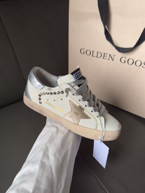 Golden Goose Stylish Studded Distressed Casual Sneakers Soft Lined Comfort Shoes