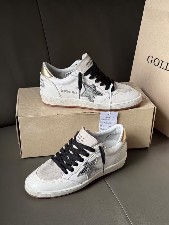 Golden Goose Premium Vintage Distressed Sneakers with Gold Heel Silver Star