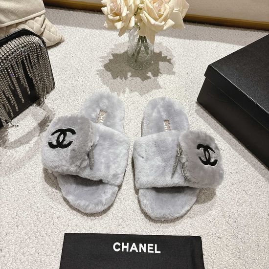 Chanel Soft Wool Slip-On Slippers Anti-Slip Comfortable Footwear