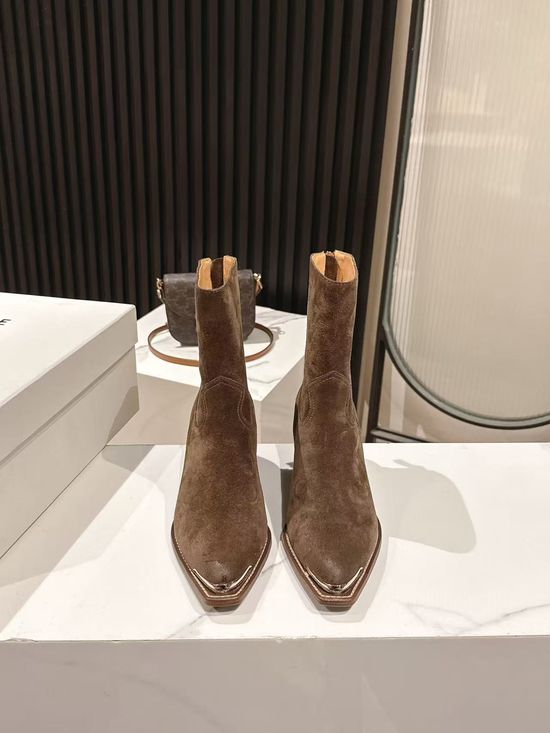 Celine Classic Logo Embellished Calfskin Ankle Boots