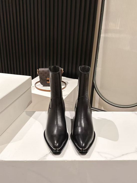 Celine Classic Logo Embellished Calfskin Ankle Boots